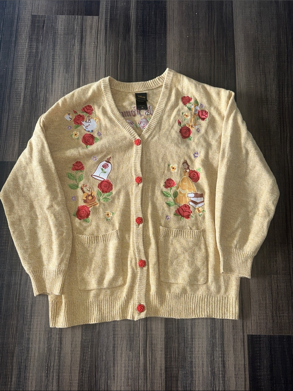 Disney Beauty & The Beast Yellow Embroidered Floral Cardigan